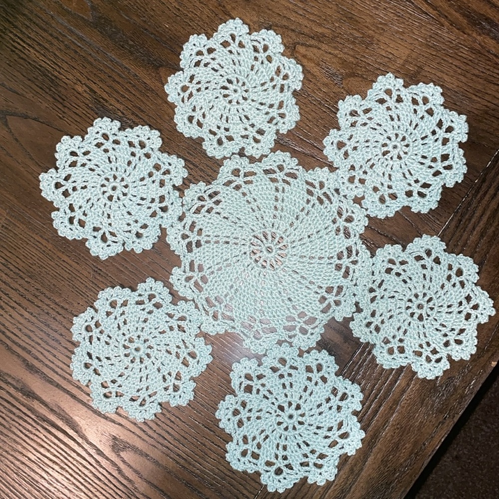 New Crochet White Coaster Pattern 7 pieces handmade %100 cotton